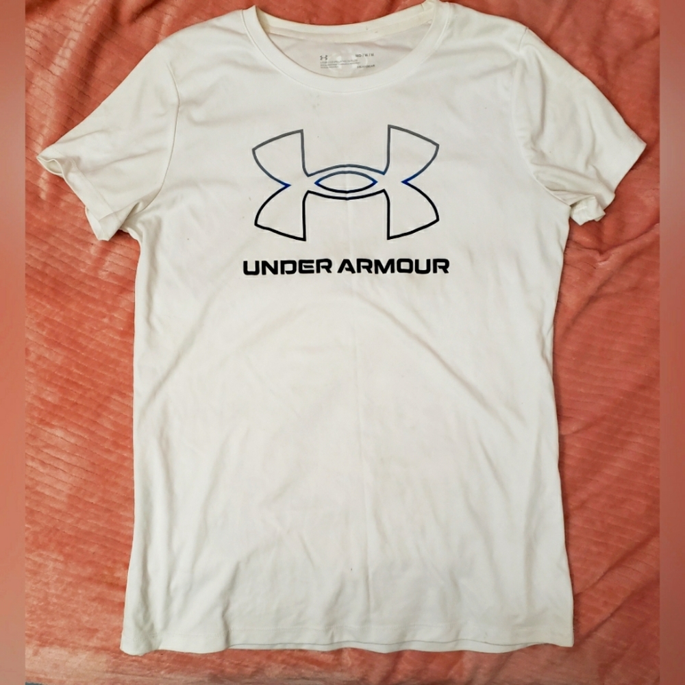 Under Armour White Big Logo Velocity Gradient Loose Fit Womens T-Shirt